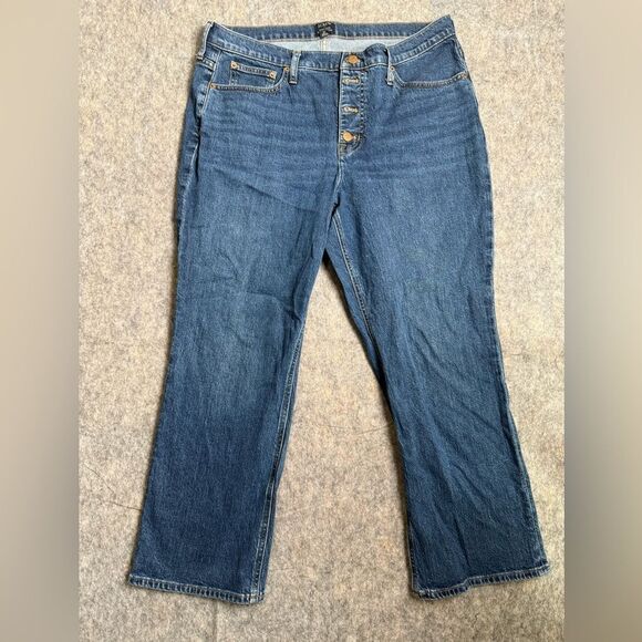 J.Crew Cropped Jeans Womens 32 Blue Denim Medium Wash Cotton Flared Leg Mid-Rise - Picture 1 of 7